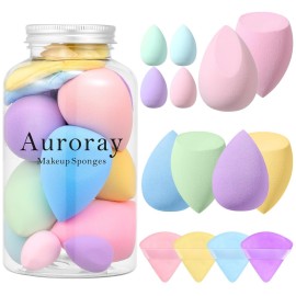 14 Pcs Makeup Sponge Set,Beauty Sponges Blender with 4 Pcs Powder Puff and 4 Pcs Mini Make up Sponges Birthday Gift,Mother\'s Day Gift for Women Liquid,Foundation,Powder,Concealer,Cream(Colorful)