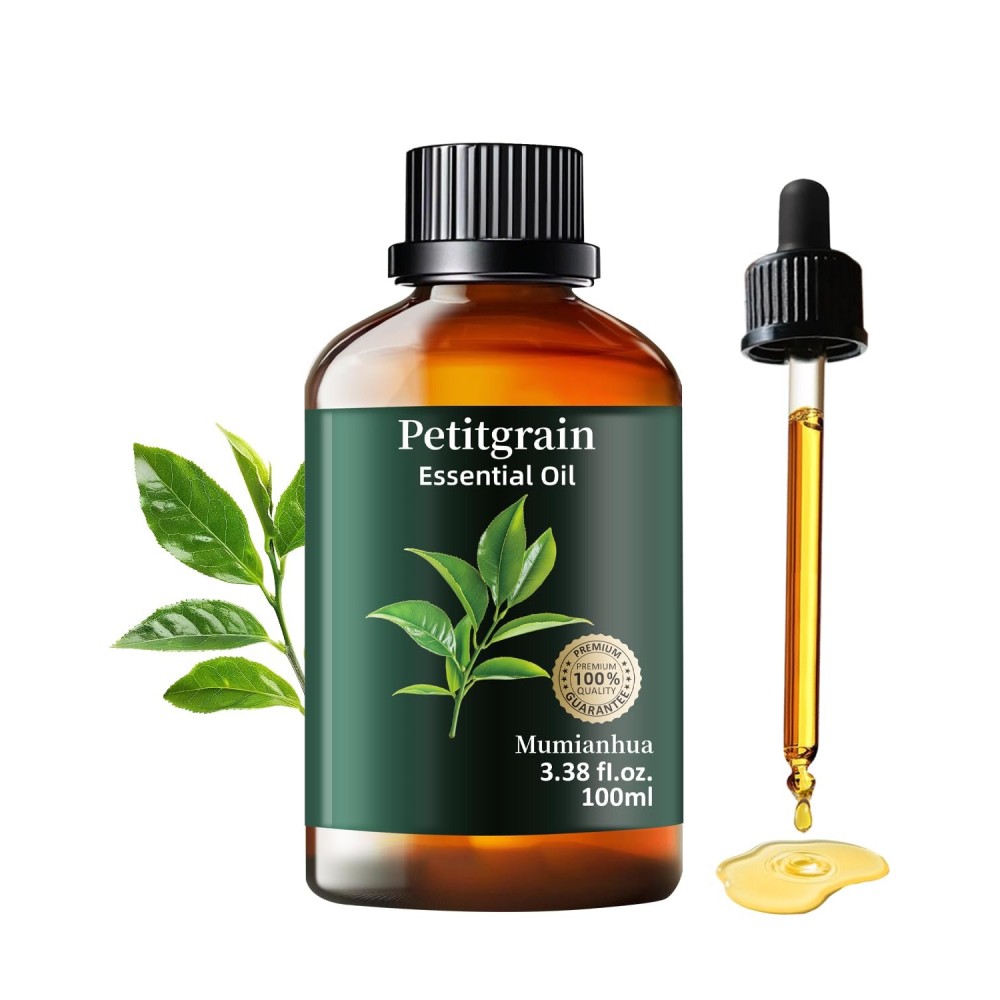 Pure Petitgrain Essential Oil for Bedtime Serenity, Evening Relaxation & Pillow Mist, Mumianhua Natural Citrus-Woody Aroma for Diffuser, Skin,Hair Care, Calming Blends, Soap, Candle Making 3.38 Fl Oz
