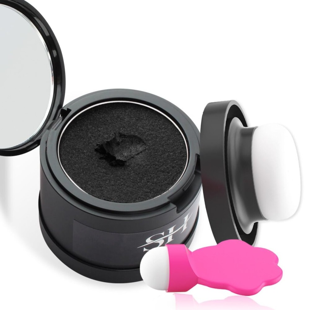 Gowwim Root Touch up Powder, Instantly Gray Hair Cover up Hairline Powder for Women & Men Waterproof and Sweatproof Root Cover Up Long-Lasting for Thinning & Loss Hair (Black1, 4g-1)