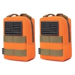 2 Pack Molle Pouches - Tactical Compact Water-Resistant EDC Pouch (Orange)