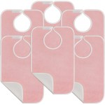 Utopia Towels 6 Pack Premium Unisex Adult Bibs for Elderly Women Men, Waterproof Bib for Eating, Adjustable and Washable (Pink)