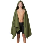 Flow Hydro Sport Towel - Microfiber Quick Dry Swimming Towels for Swim, Pool, Triathlon, and Other Water Sports in Medium, Large, Extra Large, and Hooded Sizes (Army Green, Large w/Hood)