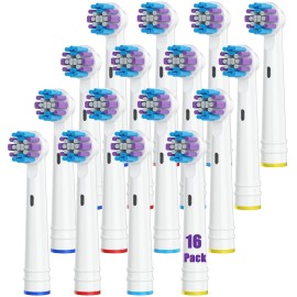 Toothbrush Replacement Heads Compatible with Oral B BraunPack of 16 Professional Electric Toothbrush Heads for Oral-B 7000/Pro 1000/9600/ 5000/3000/8000 Electric Toothbrush