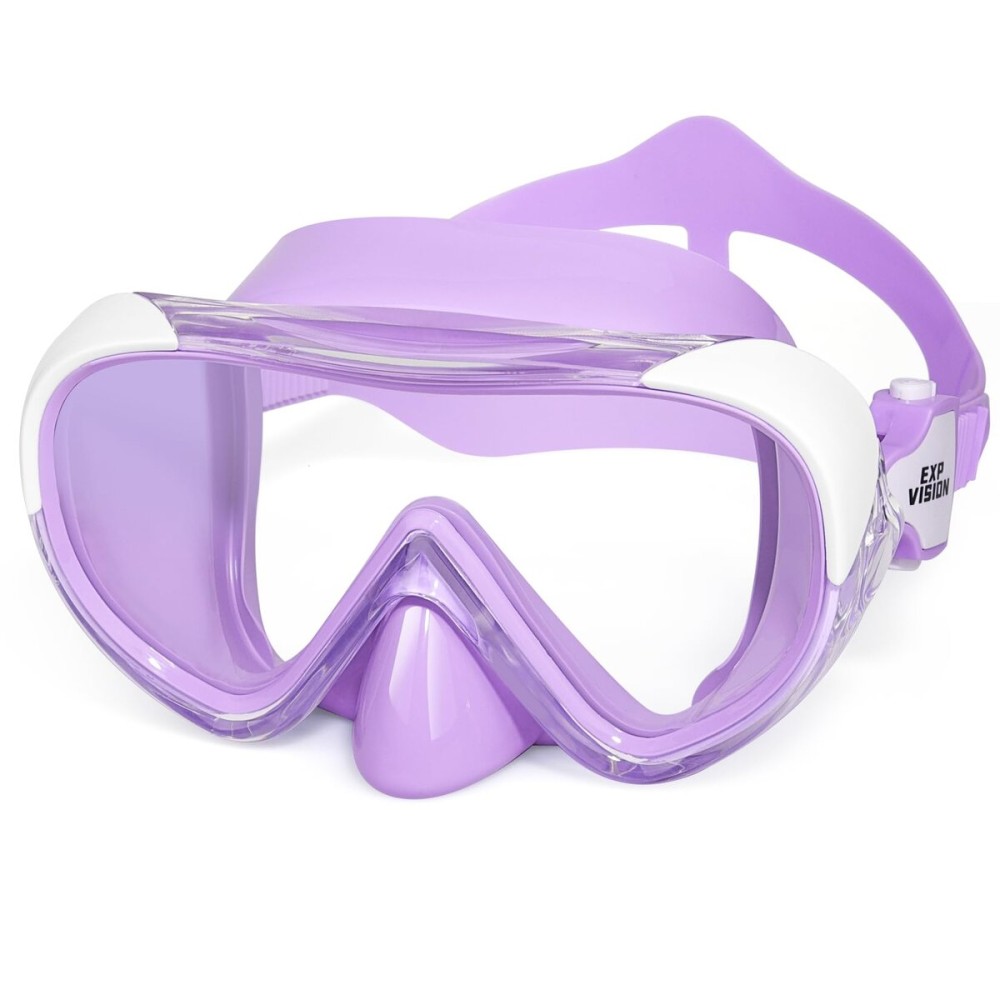 Kids Swim Mask 180 Snorkel Diving Mask, Anti-Fog Child Swim Goggles with Nose Cover No-Leak Swimming Goggles Anti-Shattered Lens for Youth 4-15 (Amethyst)