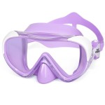 Kids Swim Mask 180 Snorkel Diving Mask, Anti-Fog Child Swim Goggles with Nose Cover No-Leak Swimming Goggles Anti-Shattered Lens for Youth 4-15 (Amethyst)
