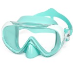 Kids Swim Mask 180 Snorkel Diving Mask, Anti-Fog Child Swim Goggles with Nose Cover No-Leak Swimming Goggles Anti-Shattered Lens for Youth 4-15 (Mint Green)