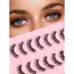 False Lashes Wispy Eyelashes Natural Look 15MM Fake Eyelashes 0.1MM Thin Band Strip Lashes Lightweight False Eyelash 3D Volume Fluffy Eye Lash C Curl Soft Siligli 7 Pair