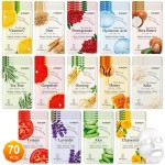 KONEUK 70 Pack Sheet Face Masks Skincare, Hydrating Face Masks Suitable for All Skin Types, Bulk Facial Mask Gifts Set for Women Skin Care, Home Skincare Spa for Sensitive Skin