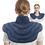 MORLIDEN Neck Heating Pad Microwavable for Shoulders, Warmer Wrap Microwave Heating Pad for Neck and Shoulders for Pain Relief (Navy Blue)