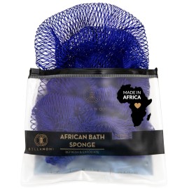 Bellanomi African Exfoliating Net Sponge Authentic Ethically Sourced from Nigeria 45 inch Long (Navy Blue)