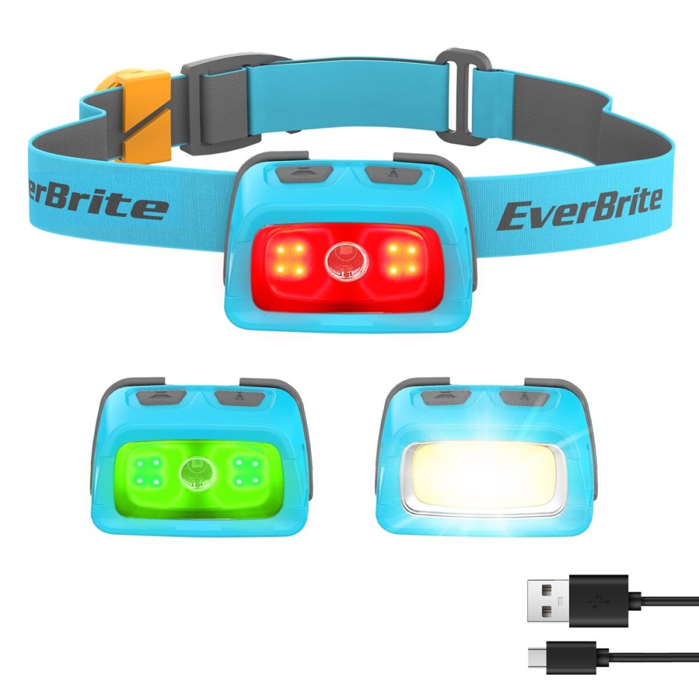 EverBrite Rechargeable Headlamp, 350 Lumens Headlamp with Red Light and Memory Function, 7 Modes Running Headlamp, Bright Headlamps for Camping, Fishing, Hunting, Night Vision