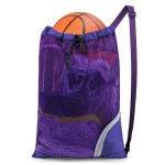 BeeGreen Mesh Drawstring Bag Swim Backpack for Beach Pool Sports Gym Draw String Cinch Bags for Swimming Soccer Basketball Gear Purple