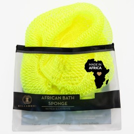 BELLANOMI African Exfoliating Net Sponge, Authentic, Ethically sourced from Nigeria, 45 inches Long, Back Scrubber for Daily use (Lemon)