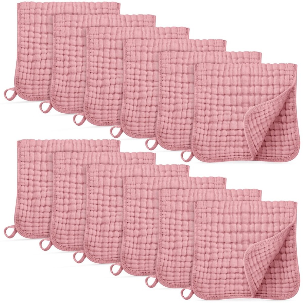 Unnivoll Muslin Burp Cloths for Baby 100% Cotton Burping Cloths for Boys Girls Large 20\'\'X10\'\' Extra Soft and Absorbent 12 Pack - Bean Paste