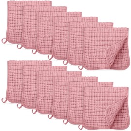 Unnivoll Muslin Burp Cloths for Baby 100% Cotton Burping Cloths for Boys Girls Large 20\'\'X10\'\' Extra Soft and Absorbent 12 Pack - Bean Paste
