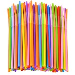 200PCS Flexible Plastic Straws, Colorful Disposable Bendy Party Fancy Straws12.8inch Extra Long Straws Party Decorations