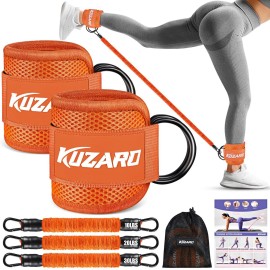 KUZARO Ankle Resistance Bands with Cuffs, Ankle Weights Bands for Working Out, Women Leg and Glutes Workout Equipment, Exercise Bands for Kickbacks, Butt and Booty Trainer, Home Gym Fitness Equipment