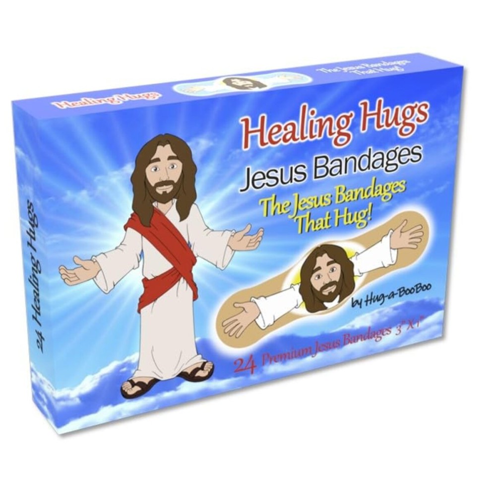 Healing Hugs Jesus Bandages - Premium Adhesive Hugging Jesus from Hug-a-BooBoo, The Jesus Bandages That Hug! 24 Count Box