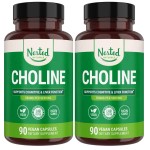 Nested Naturals Choline Bitartrate 500mg - High Potency Choline Supplements - Supports Maternal & Fetal Health During Pregnancy* - 100% Vegan & Non-GMO - 2-Pack (180 Vegan Capsules)