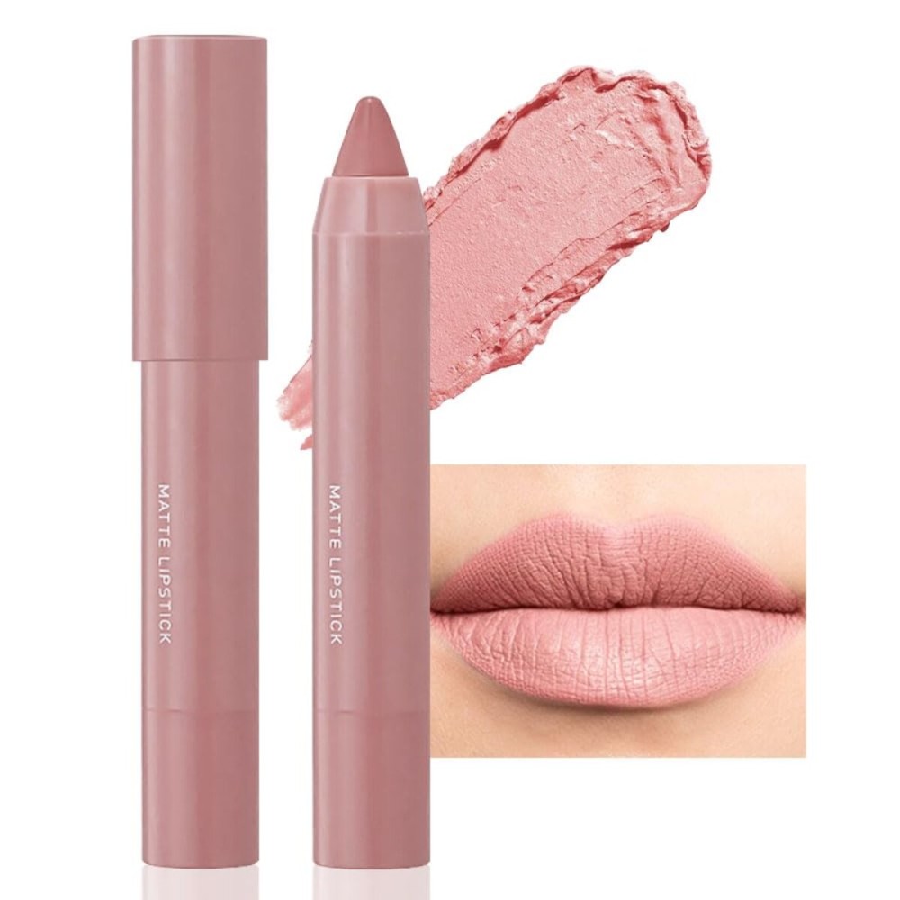 BINGBRUSH Crayon Pink Nude Matte Longwear Lipstick lip liner Pack Set,Moisture Smooth Color Stick Ultimate Lip Crayon for Makeup Collection - Waterproof Velvet Lipgloss (01, 1 Count (Pack of 1))