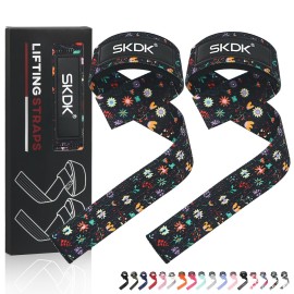 SKDK Cotton Hard Pull Wrist Lifting Straps Grips Band-Deadlift Straps with Neoprene Cushioned Wrist Padded and Anti-Skid Silicone - for Weightlifting, Bodybuilding, Xfit, Strength Training