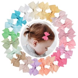 CLLOT Hair Clips for Girls - 20PCS Fully Lined Hair Bows Alligator Clips for Toddlers, Kids, Infants, and Babies