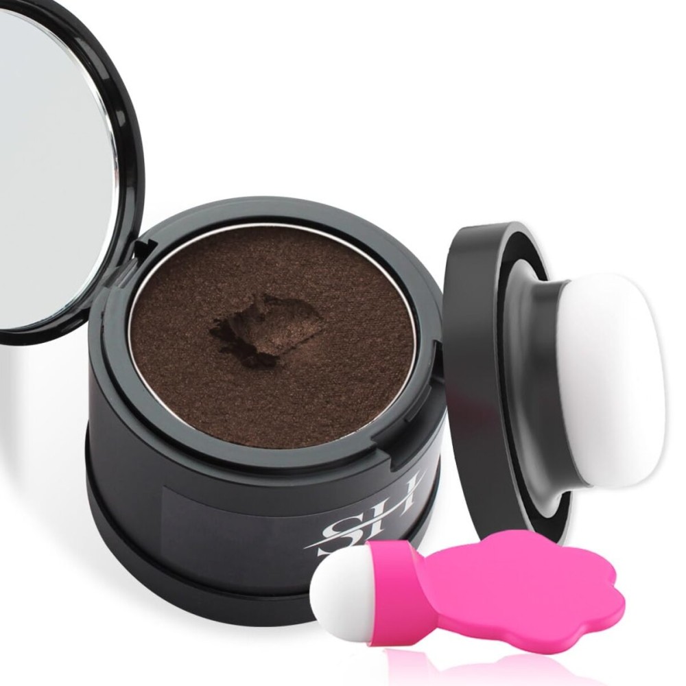 Gowwim Root Touch up Powder, Instantly Gray Hair Cover up Hairline Powder for Women & Men Waterproof and Sweatproof Root Cover Up Long-Lasting for Thinning & Loss Hair (Med Brown1, 4g-1)