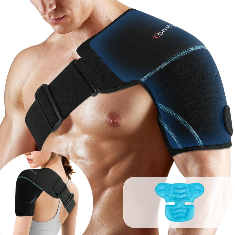 Comfytemp Shoulder Brace Ice Pack Wrap, FSA Eligible Items Only List, HSA Gel Cold Compression Sleeve for Injuries Reusable Arm Rotator Cuff Pain Relief, Physical Therapy Recovery Gift Men Elderly