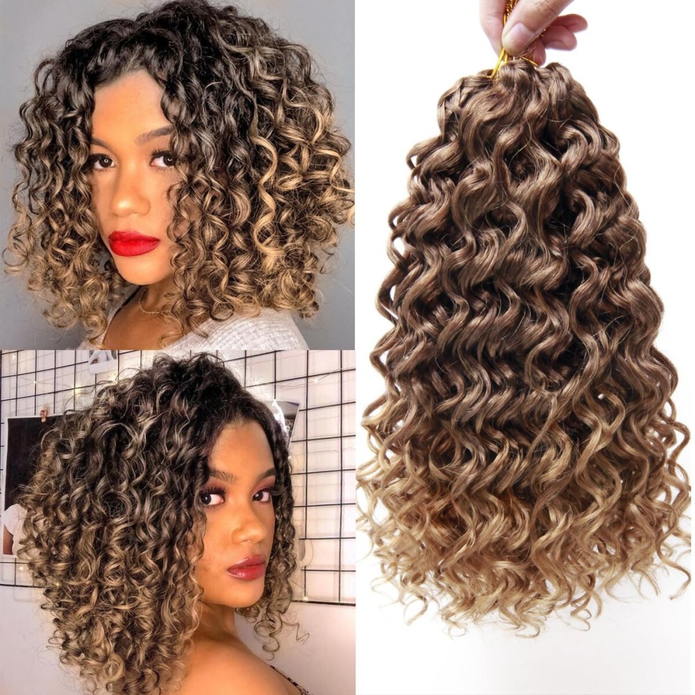 Curly Crochet Hair GoGo Curl Crochet Hair for Women Ocean Wave Synthetic Bohemian Crochet Braid Water Wave Crochet hair Extensions (12 inch(Pack of 6), T33/27)