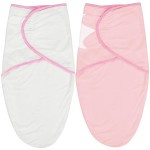 Biloban Baby Swaddles 0-3 Months for Girls, Cotton Swaddle Blanket, Newborn Essentials, Pink & White, 2 Pack