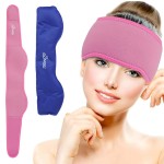 NEWGO Headache Ice Pack Head Wrap for Migraines, Cold Pack Head Ice Therapy Wrap for Headache Relief, Tension, Sinus Pain, Chemo, Head Injuries - Rosered