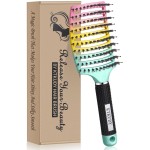 KTKUDY Detangling Brush Boar Bristles Hairbrush Make Hair Shiny & Healthier Curved and Vented Detangler Brush for Women Men Kids Wet & Dry Hair (Rainbow)