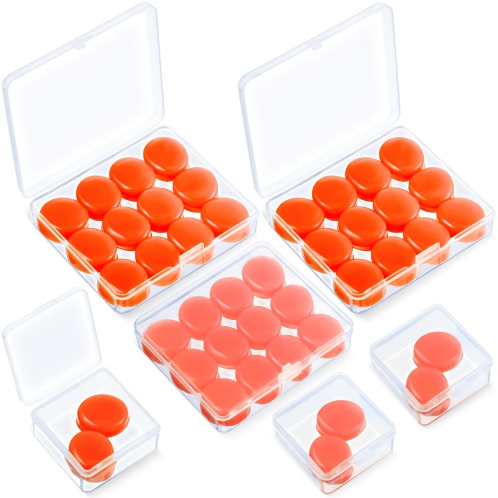 Frienda 21 Pairs Ear Plugs for Sleeping Reusable Moldable Silicone Earplugs Soft Noise Cancelling Earplugs Sound Blocking Ear Plugs with Case for Swimming Concert 32dB NRR (Orange)