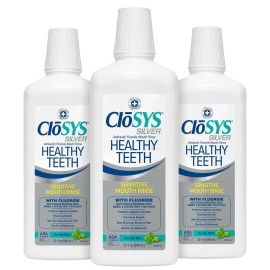 Closys Healthy Teeth Anti-Cavity Oral Rinse Mouthwash with Fluoride, Non-Burning, Non-Irritating - 32 Fl Oz (Pack of 3)