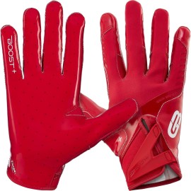 Grip Boost Football Gloves - Solid Stealth 6.0 Boost Plus Sticky Technology - Adult and Youth Football Gloves for Wide Receiver - Men\'s and Boys Sizes (Solid Red, Youth Small)