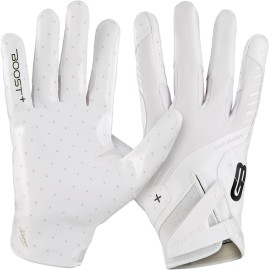 Grip Boost Football Gloves - Solid Stealth 6.0 Boost Plus Sticky Technology - Adult and Youth Football Gloves for Wide Receiver - Men\'s and Boys Sizes (Solid White, Youth Small)