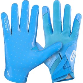 Grip Boost Football Gloves - Solid Stealth 6.0 Boost Plus Sticky Technology - Adult and Youth Football Gloves for Wide Receiver - Men\'s and Boys Sizes (Solid Light Blue, Youth Large)