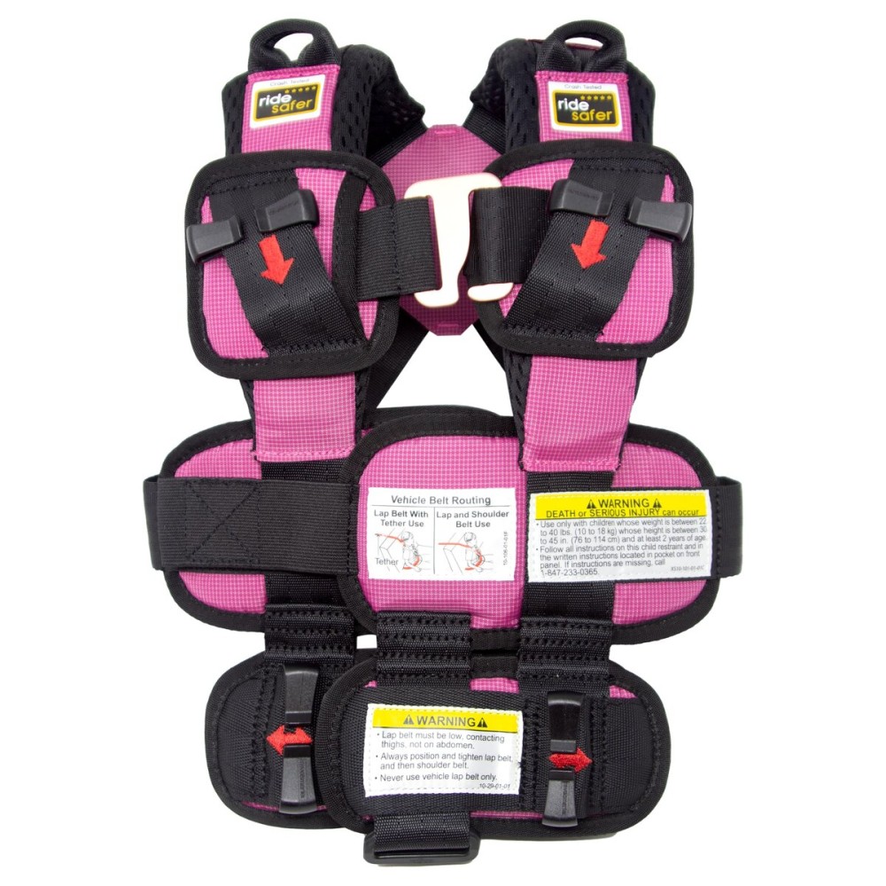 RideSafer - Extra Small (XS) Pink, Lightweight, Compact, Portable Car Seat, 2+ Years; 26.5-40 lb - Perfect for Travel and Everyday Child Safety
