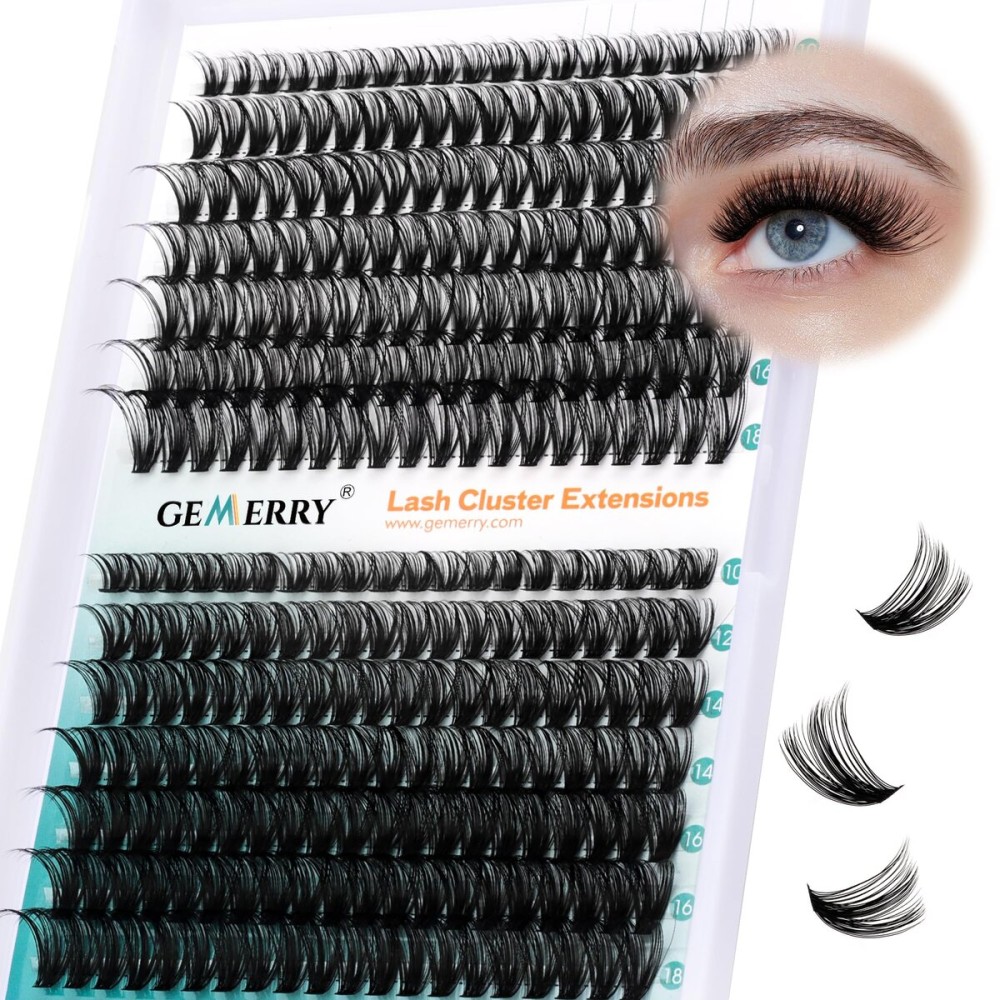 Lash Clusters GEMERRY 280pcs Clusters Lashes D Curl Soft&Natural Individual Lashes Cluster Eyelash Clusters DIY Lash Extensions at Home40P+50P-18mm)