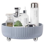 Anyoifax Makeup Perfume Organizer Tray 360 Degree Rotating Lazy Susan Skincare Lotion Organizer Spinning Cosmetics Storage for Dresser, Vanity, Bathroom Countertop, Small Grey