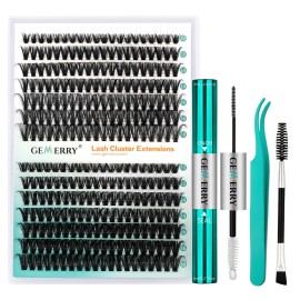 GEMERRY Lash Extension Kit DIY 280pcs Lash Clusters Kit Eyelash Extension Kit D Curl Individual Lashes Kit with Lash Bond and Seal Lash Tweezers for Self Use40P+50P-10-18mm)
