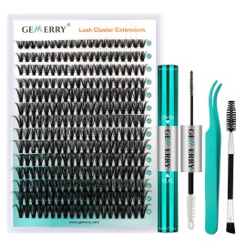 GEMERRY Lash Extension Kit DIY 280pcs Lash Clusters Kit Eyelash Extension Kit D Curl Individual Lashes Kit with Lash Bond and Seal Lash Tweezers for Self Use40P-10-18mm)