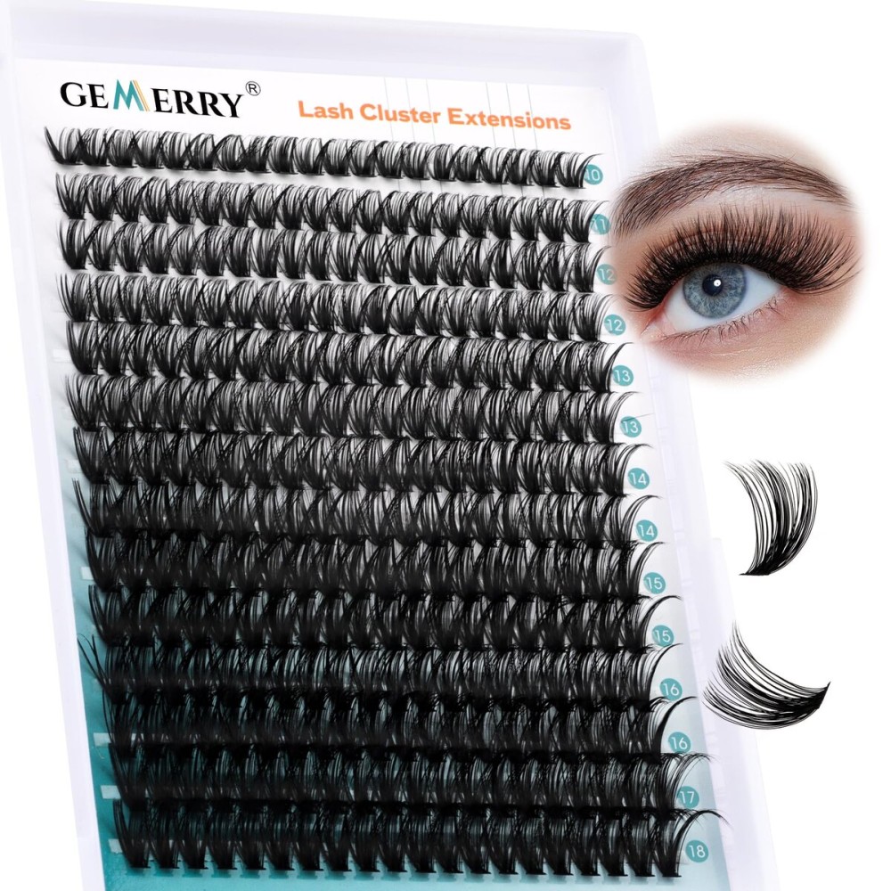 Lash Clusters GEMERRY 280pcs Clusters Lashes D Curl Soft&Natural Individual Lashes Cluster Eyelash Clusters DIY Lash Extensions at Home40P-10-18mm)