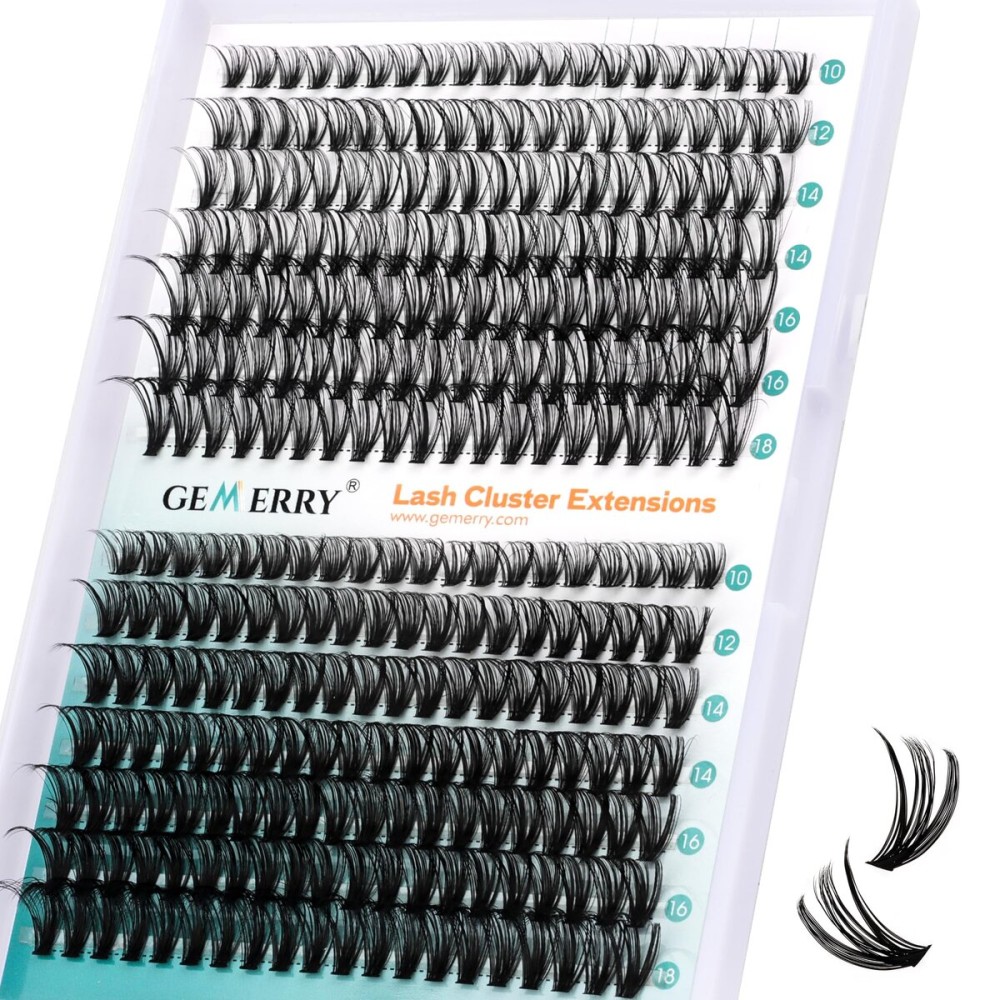 Lash Clusters GEMERRY 280pcs Clusters Lashes D Curl Soft&Natural Individual Lashes Cluster Eyelash Clusters DIY Lash Extensions at Home30P+40P-10-18mm)