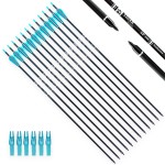 TIGER ARCHERY 30Inch Carbon Arrow Practice Hunting Arrows with Removable Tips for Compound & Recurve Bow(Pack of 12) (Light Blue White)