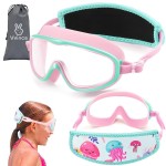 Vvinca Kids Swim Goggles for Age 2-8, Toddler-Goggles with Fabric Strap No Leak Pain-Free, Anti-Fog Goggles for Girls Boys