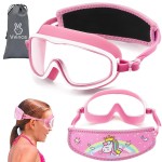 Vvinca Kids Swim Goggles for Age 2-8, Toddler Goggles with Fabric Strap Cover Wide View Anti-Fog/UV Protection No Leak Pain-Free Pool Glasses for Kids Girls Boys