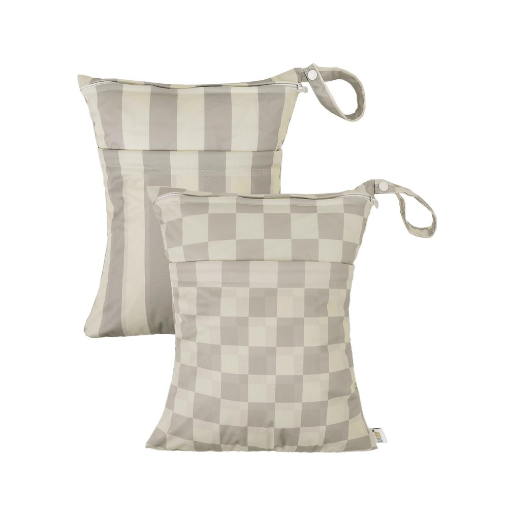 ALVA ALVABABY 2pcs Cloth Diaper Wet Dry Bags Waterproof Reusable with Two Zippered Pockets Travel Beach Pool Daycare Soiled Baby Items Yoga Gym Bag for Swimsuits or Wet Clothes LZ8485