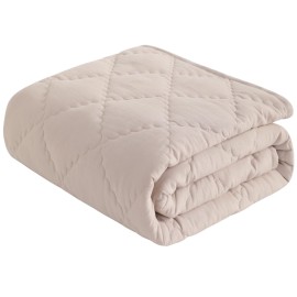 NTBAY Down Alternative Oversized Toddler Comforter, Super Soft and Warm Solid Color Baby Crib Quilted Blanket, 43x60 inches, Taupe