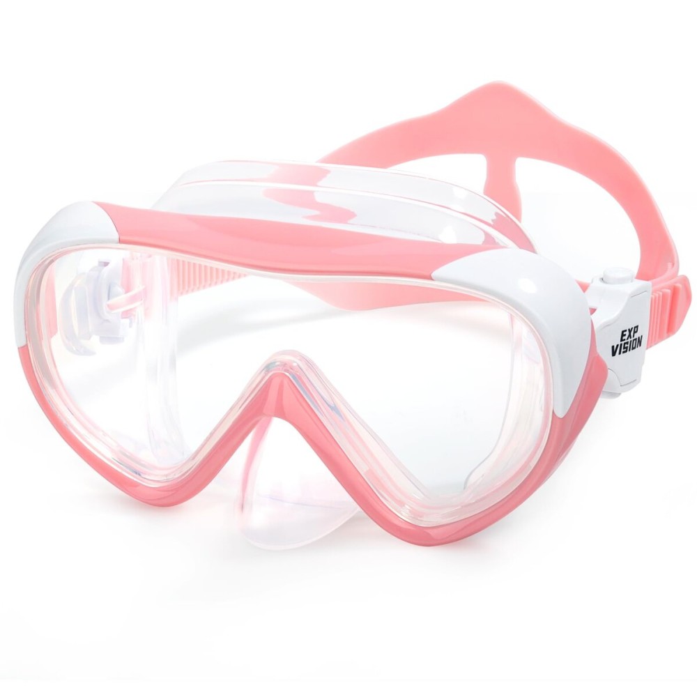 Kids Swim Mask 180 Snorkel Diving Mask, Anti-Fog Child Swim Goggles with Nose Cover No-Leak Swimming Goggles Anti-Shattered Lens for Youth 4-15 (Pale Pink)